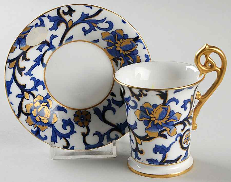 Mandarin Blue Flat Demitasse Cup & Saucer Set by Coalport-1