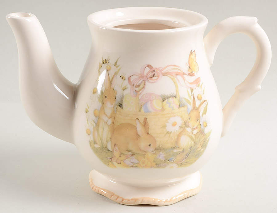 Bunny Basket Tea/Coffee Pot No Lid by Cracker Barrel-1