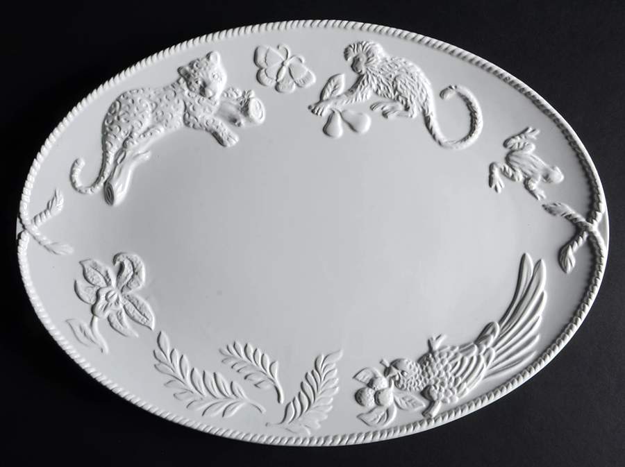 Jaguar Blanc 16" Oval Serving Platter by Lynn Chase-1