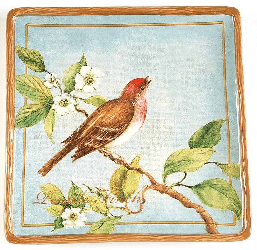 Botanical Birds Square Salad/Dessert Plate by Certified International-1
