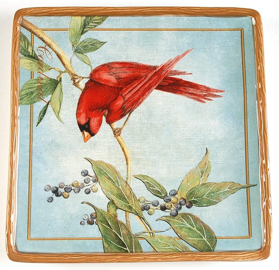 Botanical Birds Square Salad/Dessert Plate by Certified International-1