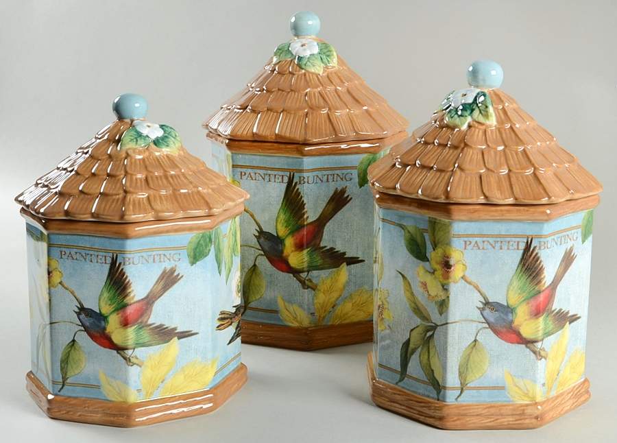 Botanical Birds (3 Piece) Canister Set (Box Set) by Certified International-1