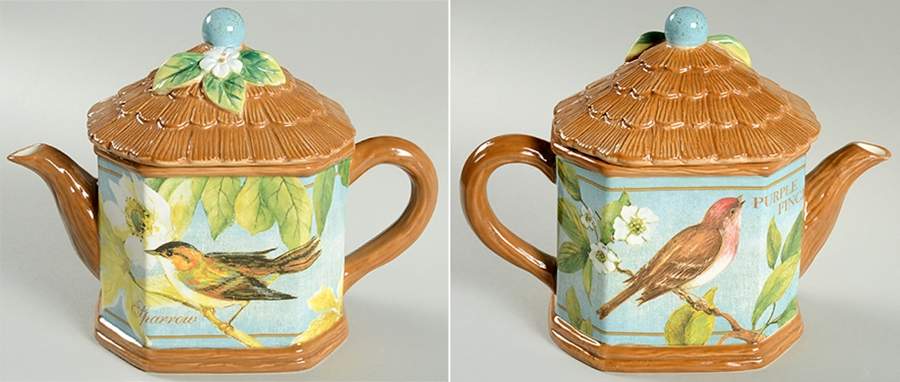 Botanical Birds Teapot & Lid by Certified International-1