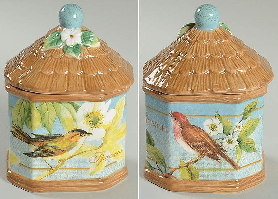 Botanical Birds Sugar Bowl & Lid by Certified International-1
