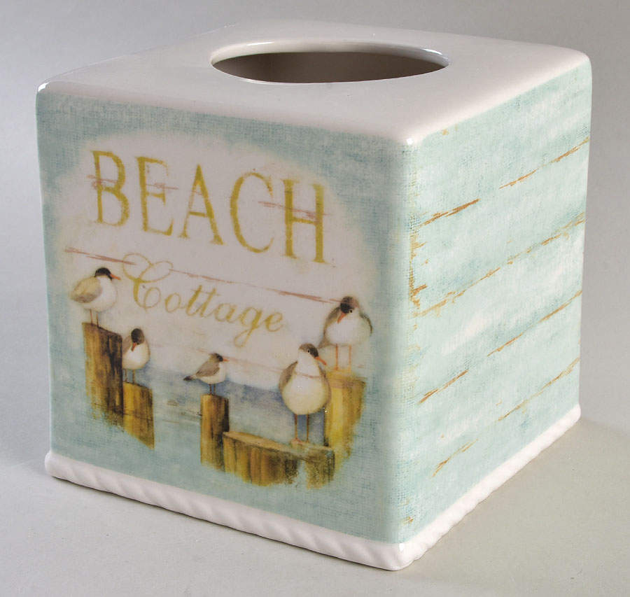 Beach Cottage Square Tissue Box Cover by Certified International-1