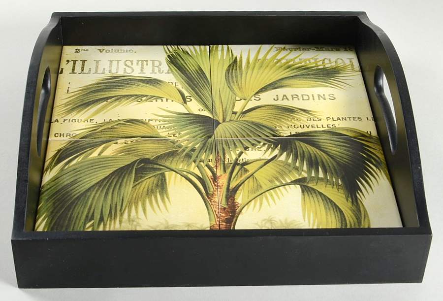 Las Palmas Square Wood Tray with Tile Insert by Certified International-1