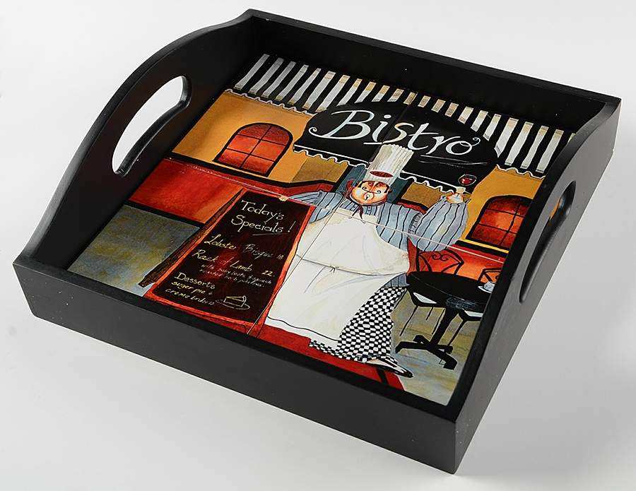 Trattoria Square Wood Tray with Tile Insert by Certified International-1