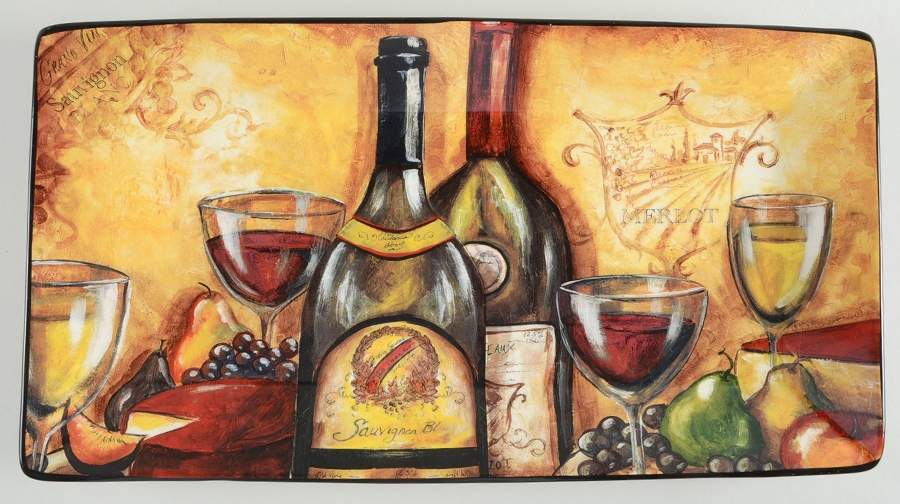 Wine and Cheese Party 18" Rectangular Serving Platter by Certified International-1