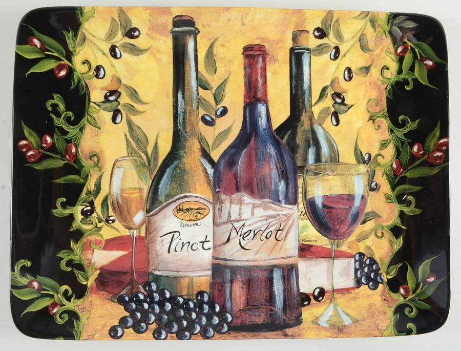 Wine and Cheese Party 16" Rectangular Serving Platter by Certified International-1