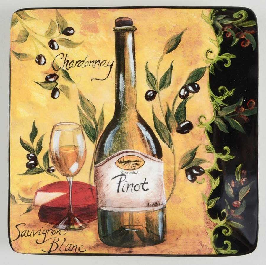 Wine and Cheese Party Square Dinner Plate by Certified International-1
