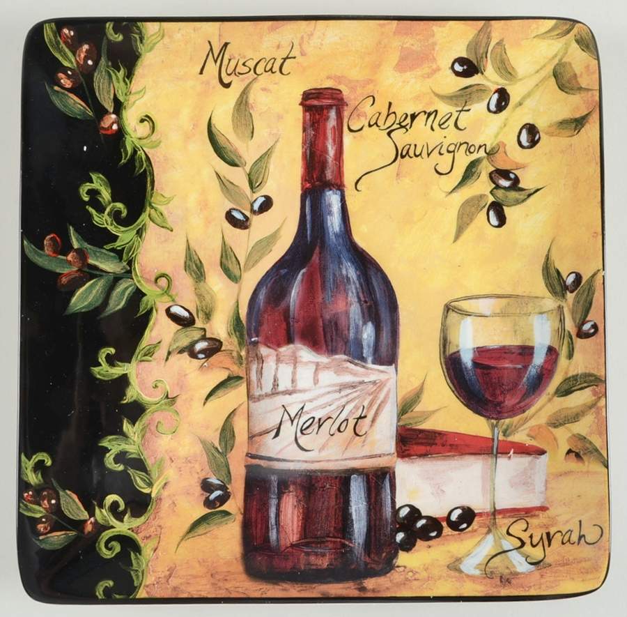 Wine and Cheese Party Square Dinner Plate by Certified International-1