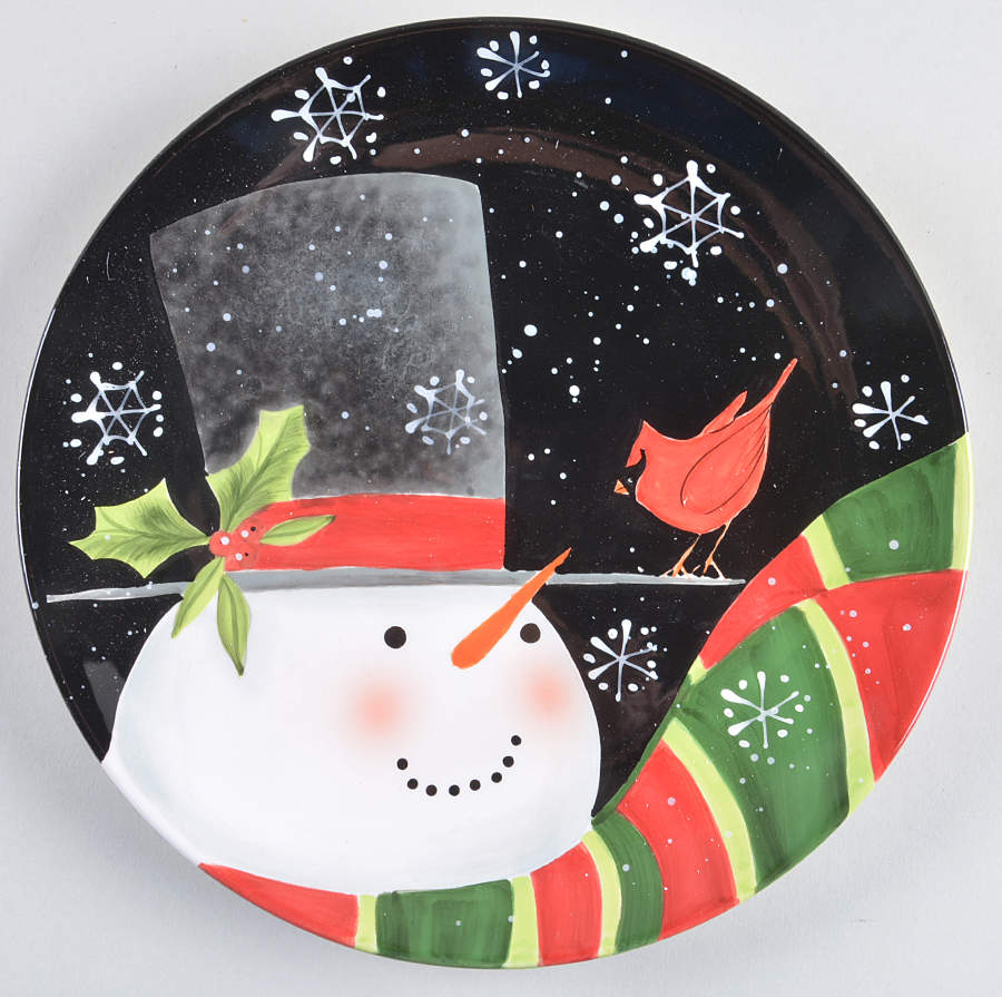 Jolly Snowman Salad/Dessert Plate by Certified International-1