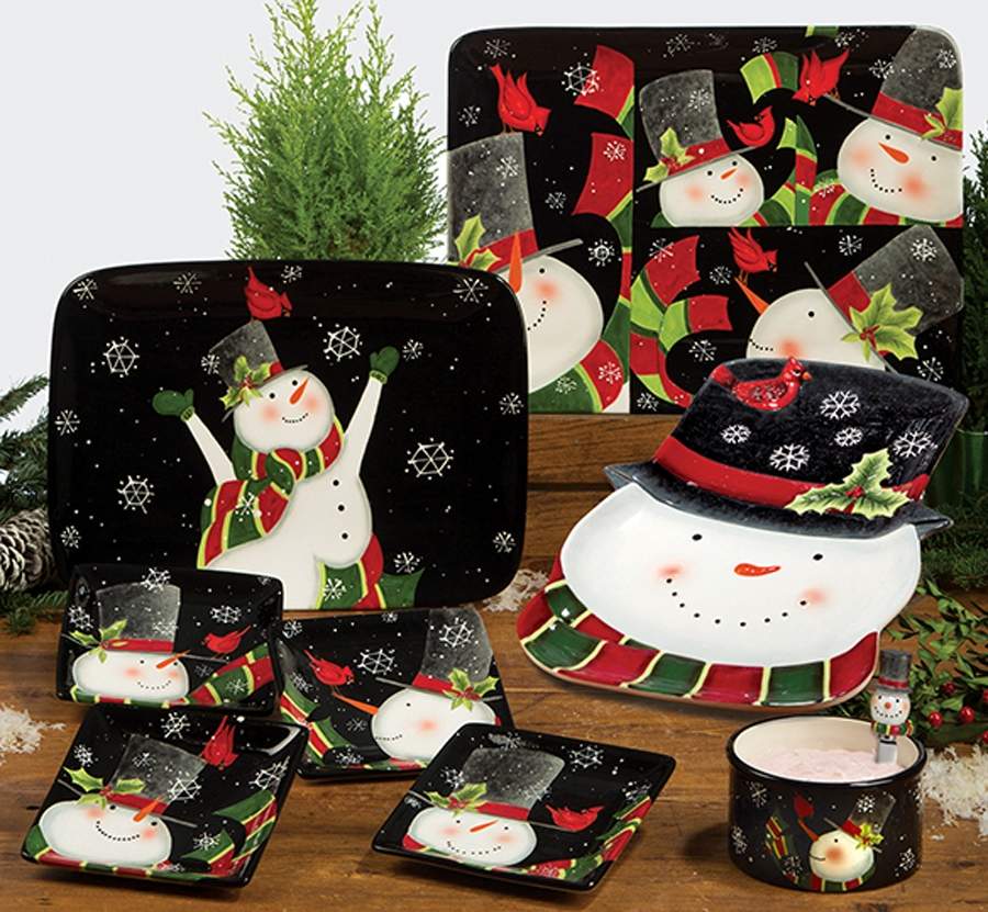 Jolly Snowman 16" Rectangular Serving Platter by Certified International-1