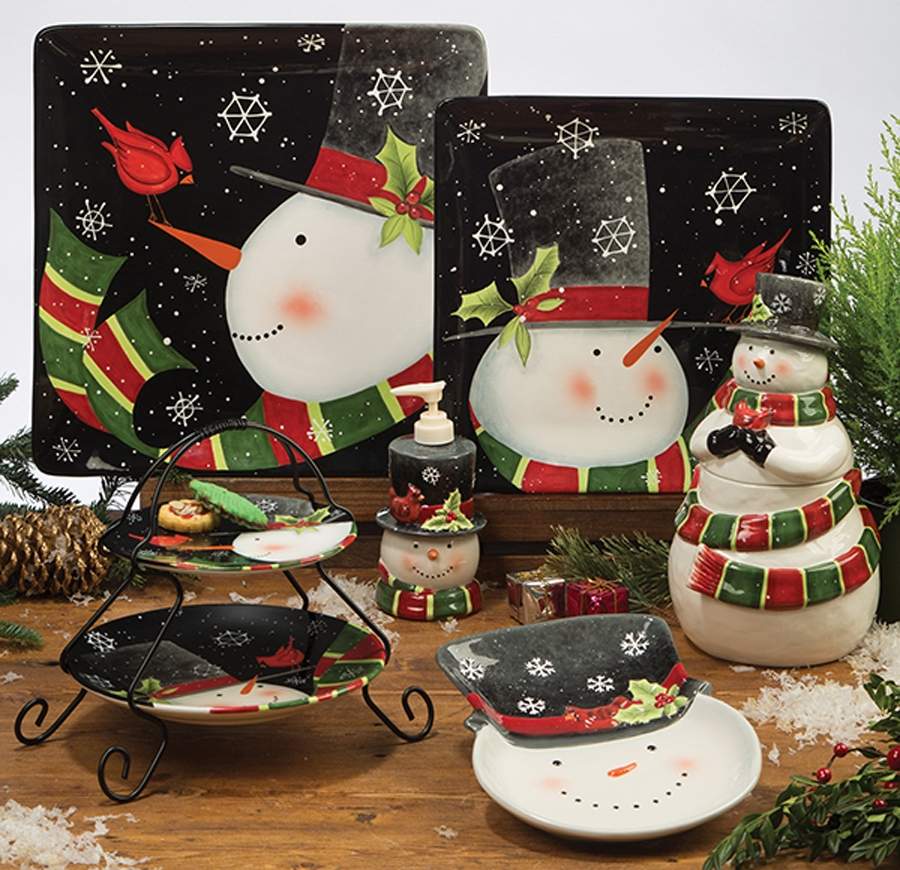 Jolly Snowman 14" Square Platter by Certified International-1