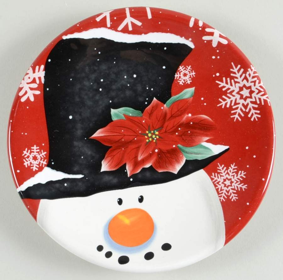 Top Hat Snowman (Red) Canape Plate by Certified International-1
