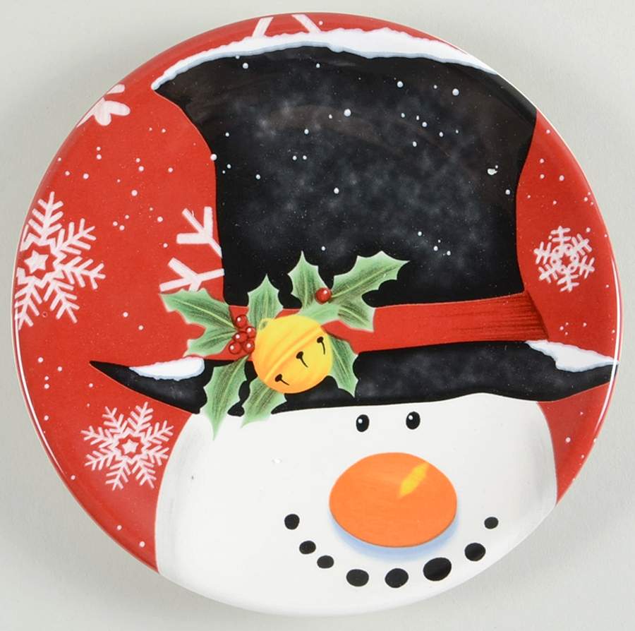 Top Hat Snowman (Red) Canape Plate by Certified International-1