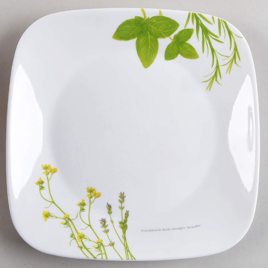 European Herbs Square Luncheon Plate by Corning Corelle-1
