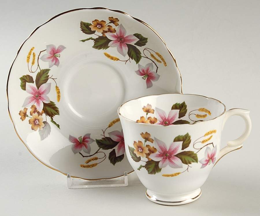 Windermere Footed Cup & Saucer Set by Crown Staffordshire-1