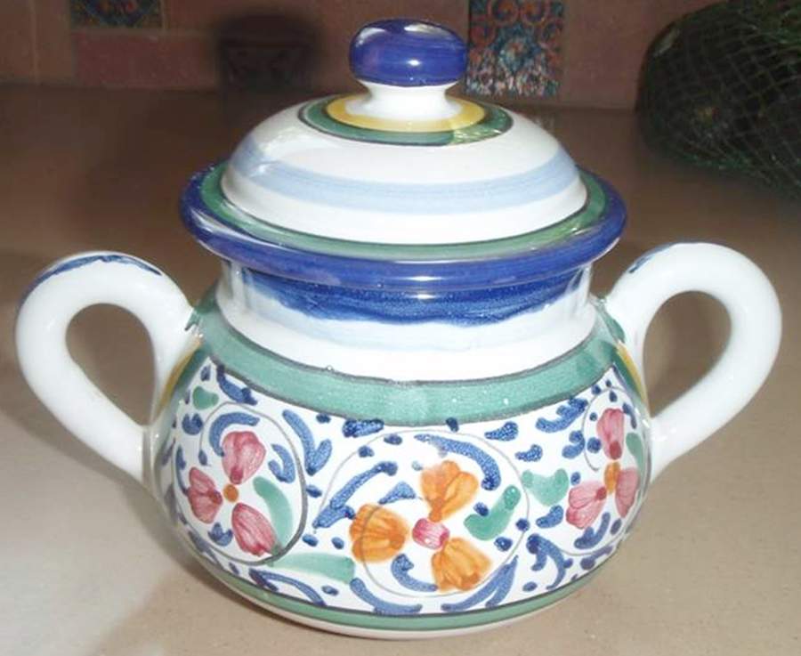 Rustico Sugar Bowl & Lid by Ceramica (Italy)-1