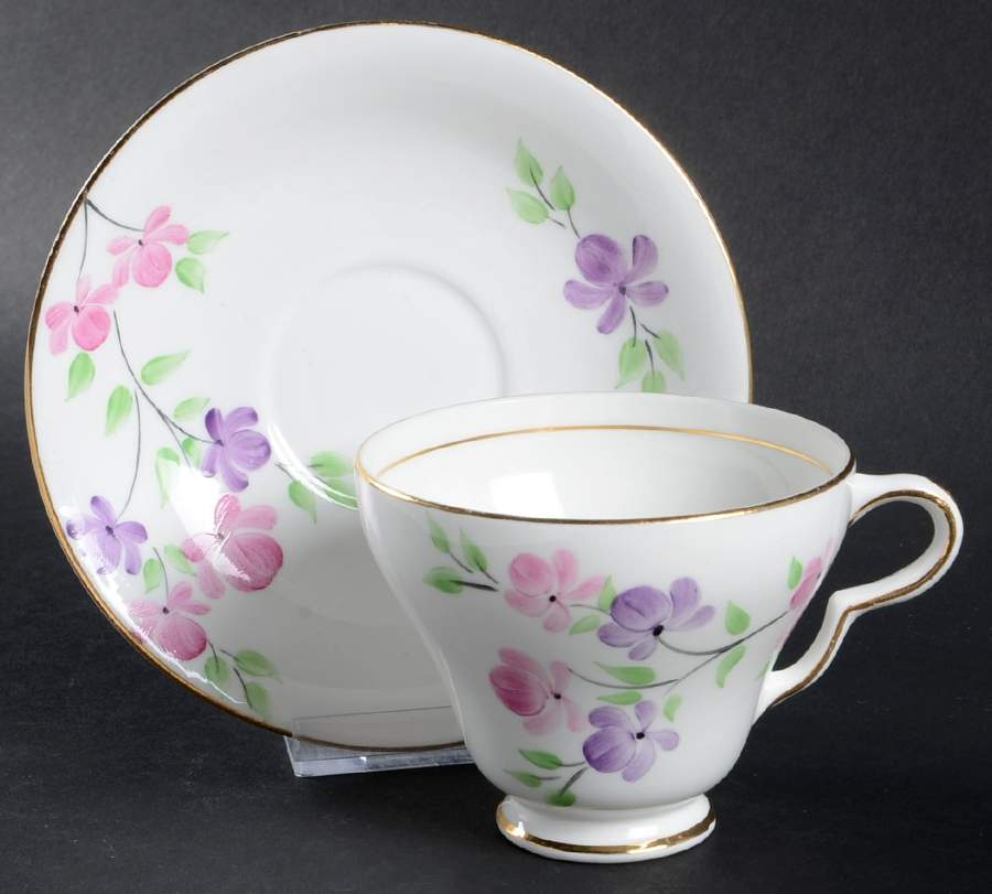 412 Footed Cup & Saucer Set by Clare (England)-1