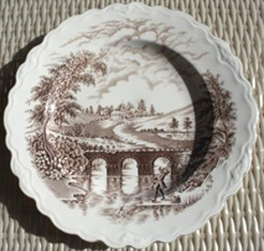Bridge Scenes Brown (Embossed) Dinner Plate by Crown Ducal-1