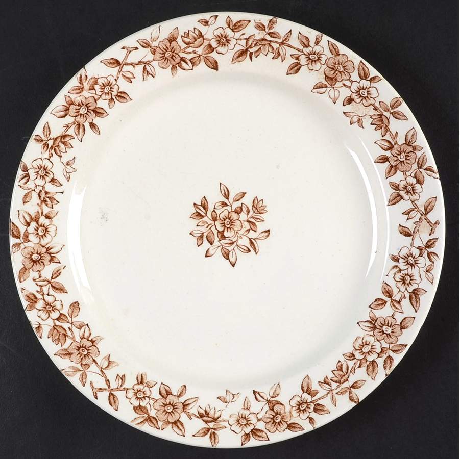 Wreath Brown Luncheon Plate by C Challinor-1