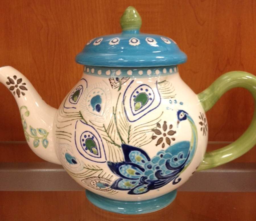 Arcadia Peacock Teapot & Lid by Coastline Imports-1
