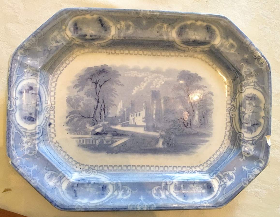 Corinthia Blue 14" Oval Serving Platter by Edward Challinor-1
