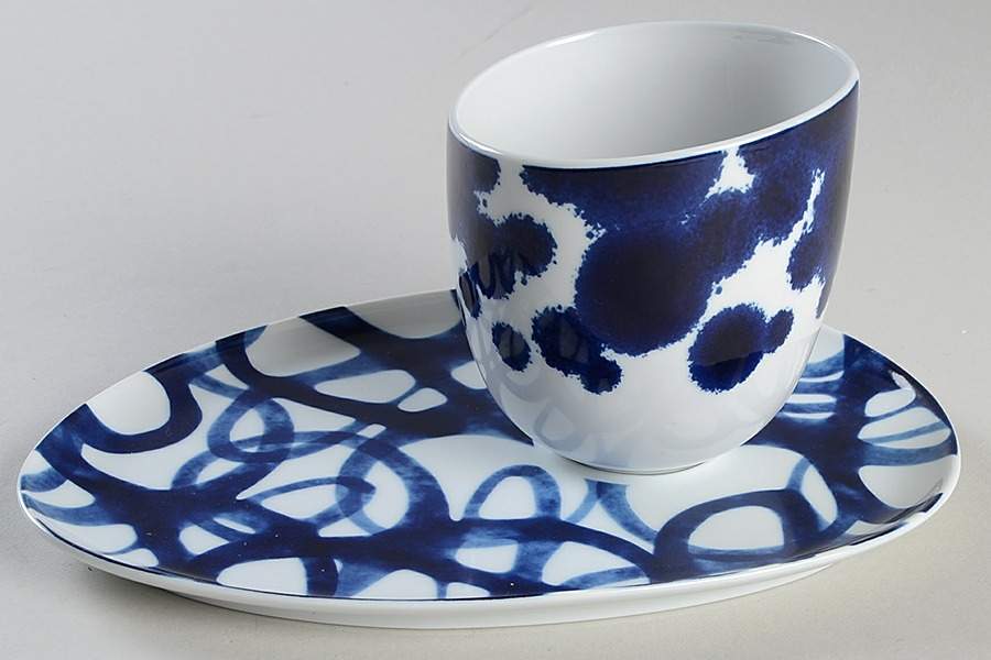 Como Flat Cup & Saucer Set by Crate & Barrel-1
