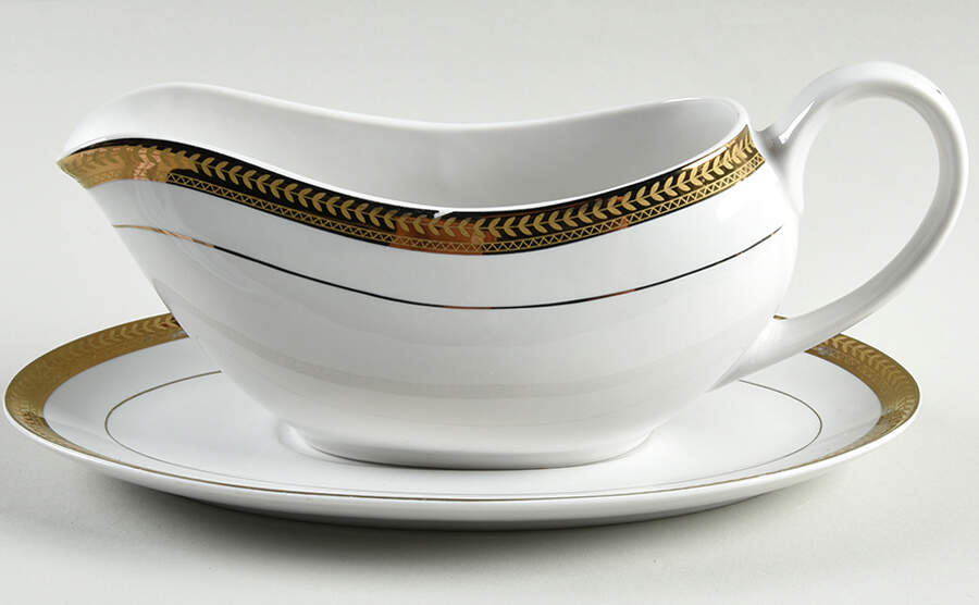 Gold Elegance Gravy Boat & Underplate by Cambridge Potteries-1