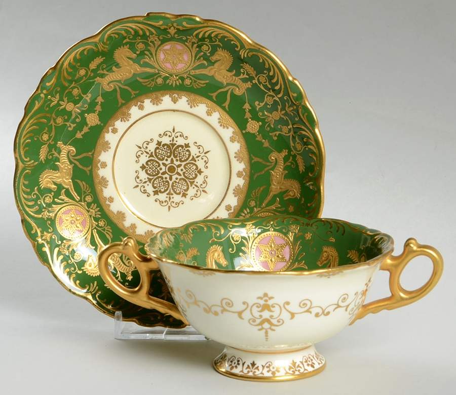 Y3226 Footed Cream Soup Bowl & Saucer Set by Coalport-1