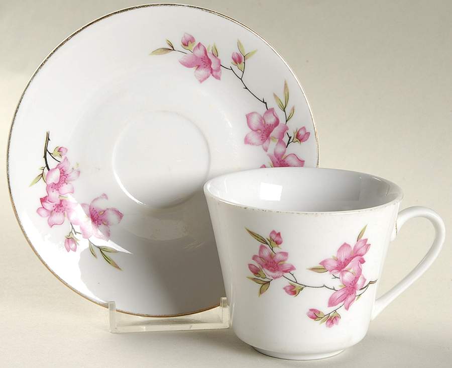 381 Footed Cup & Saucer Set by China (Made in China)-1