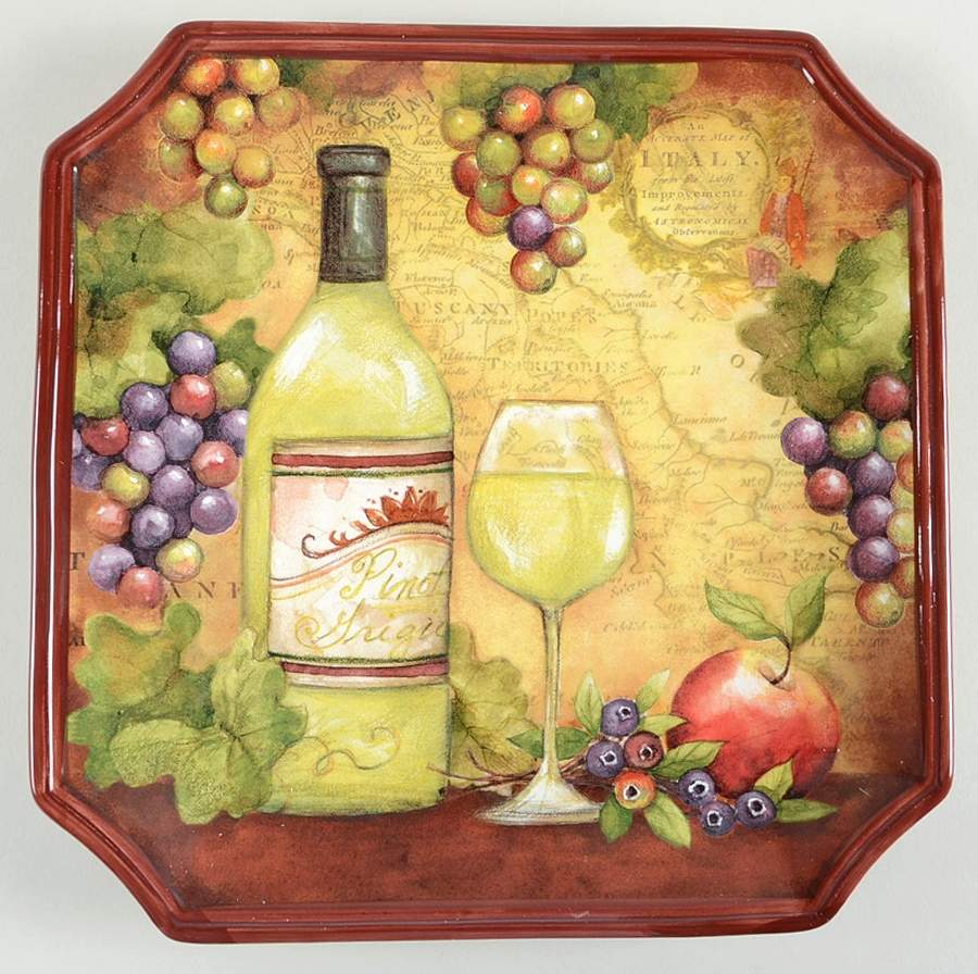 Wine Map Square Dinner Plate by Certified International-1