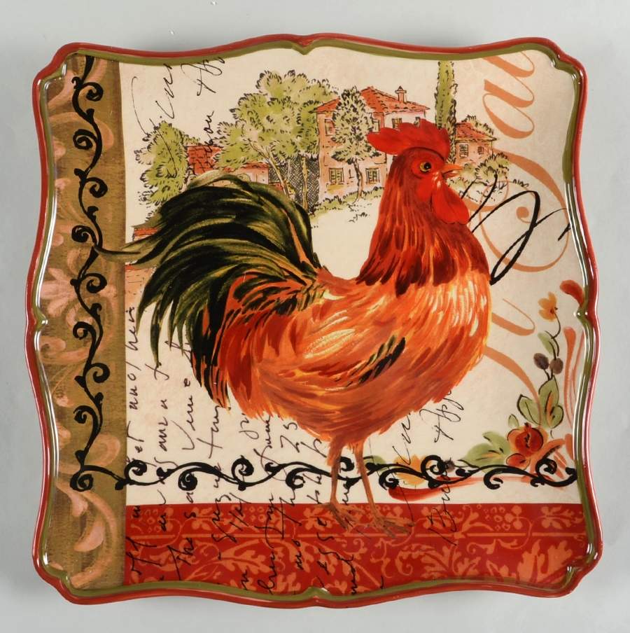 Tuscan Rooster 14" Square Platter by Certified International-1