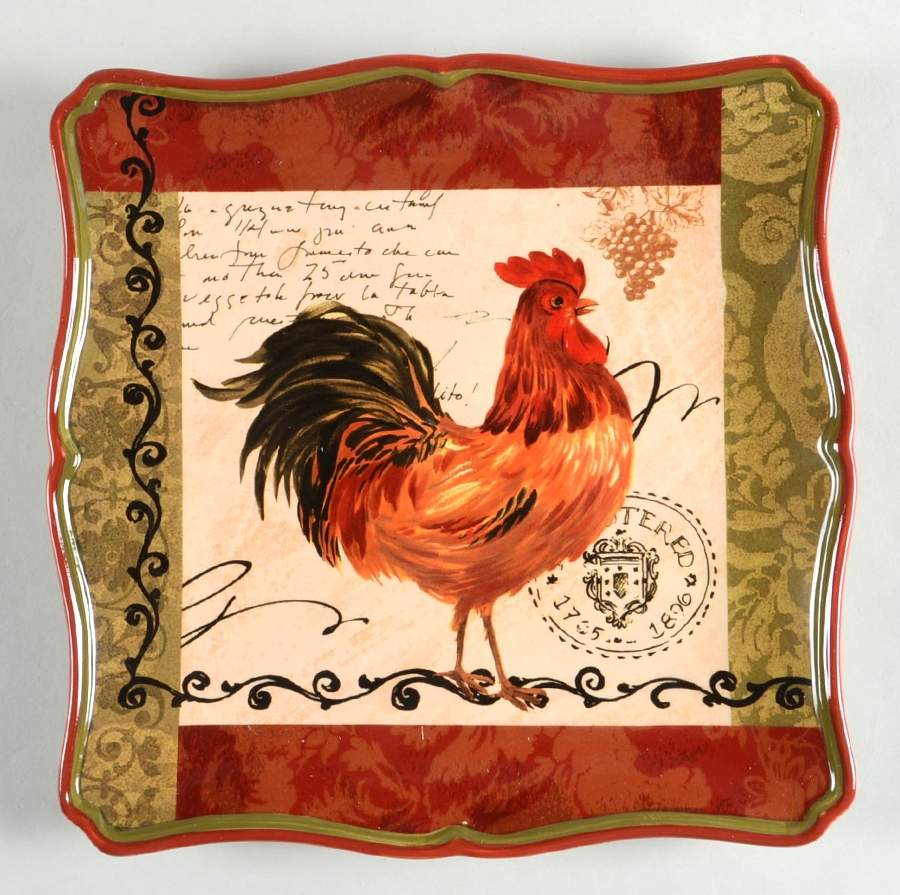 Tuscan Rooster Square Dinner Plate by Certified International-1