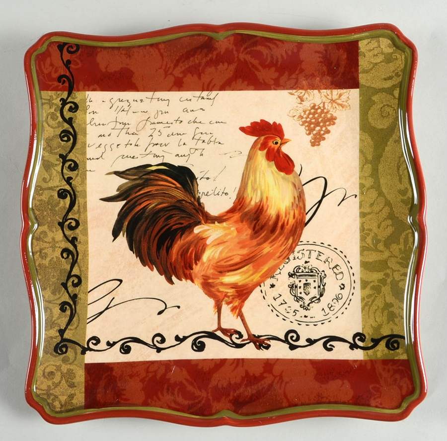 Tuscan Rooster Square Dinner Plate by Certified International-1