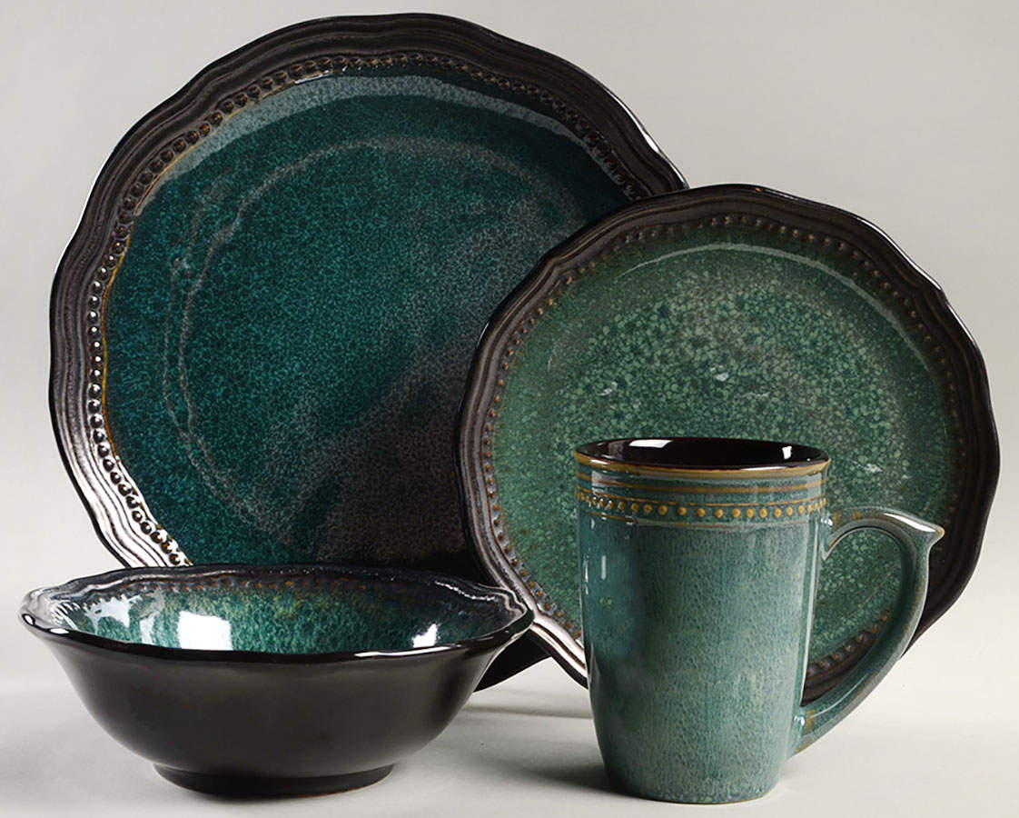Jenna Green 4 Piece Place Setting by Cuisinart Dinnerware-1