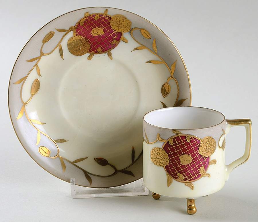 241 Gray Footed Demitasse Cup & Saucer Set by Craftsman (Japan)-1