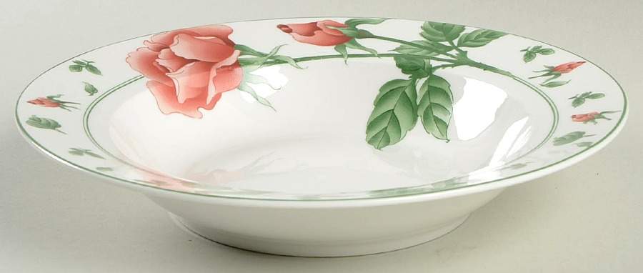 English Rose Rim Soup Bowl by China Pearl-1