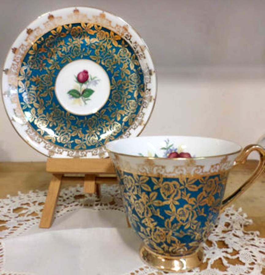 1552-81B Footed Cup & Saucer Set by Clarence (England)-1