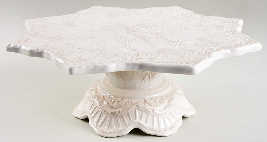 Seasonal Elegance Snowflake 12" Diameter Pedestal Cake Stand by Cracker Barrel-1