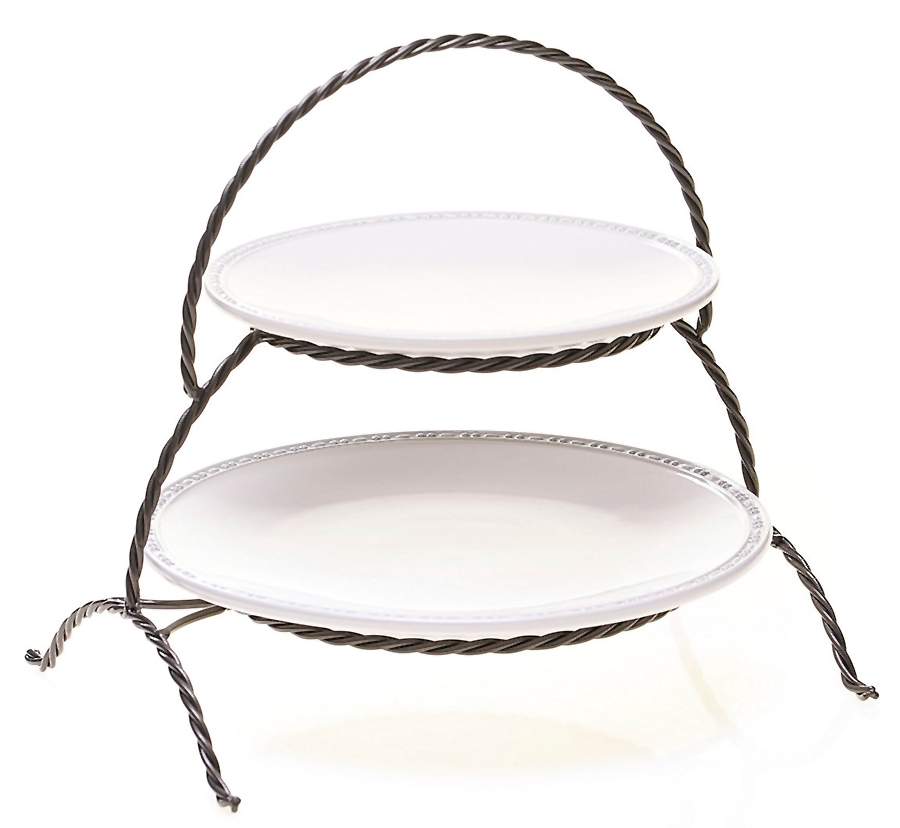 Bistro 2 Tier Server Plates & Metal Stand by Certified International-1