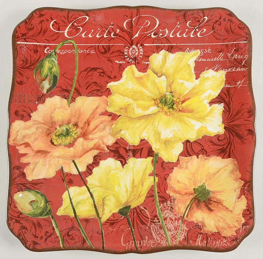 Le Fleur Poppies 12" Square Serving Platter by Certified International-1