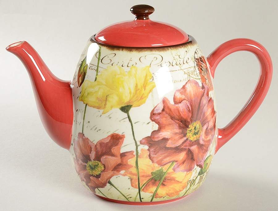 Le Fleur Poppies Teapot & Lid by Certified International-1
