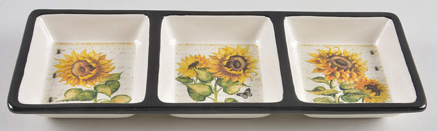 French Sunflowers 3 Section Server by Certified International-1
