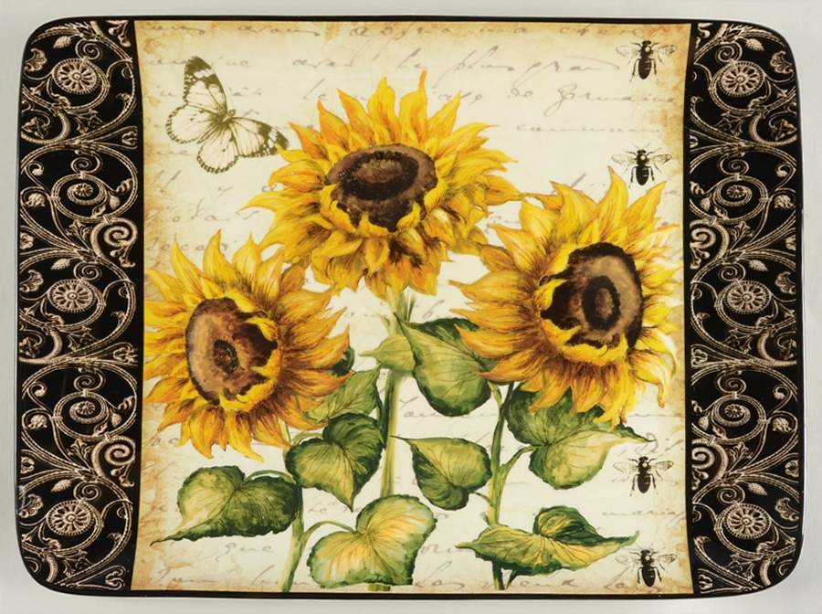 French Sunflowers 16" Rectangular Serving Platter by Certified International-1