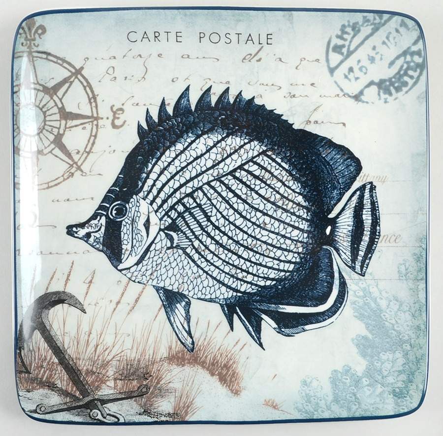 Coastal Postcards Dessert/Pie Plate by Certified International-1