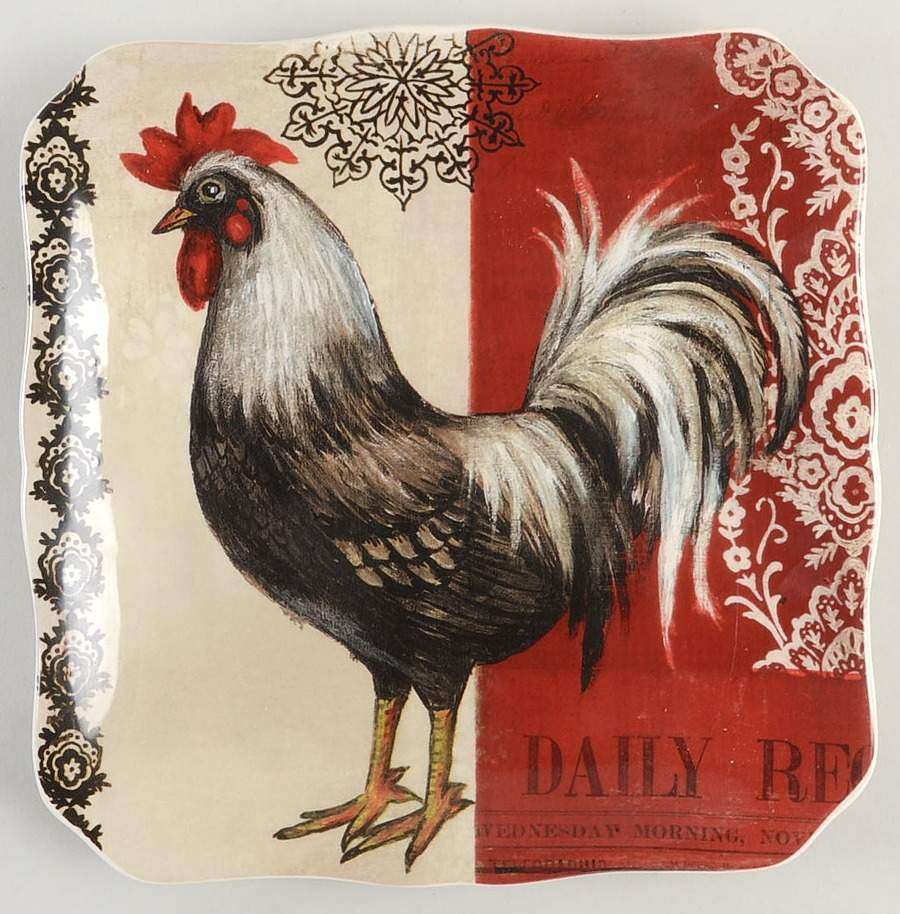Fancy Rooster Dessert/Pie Plate by Certified International-1