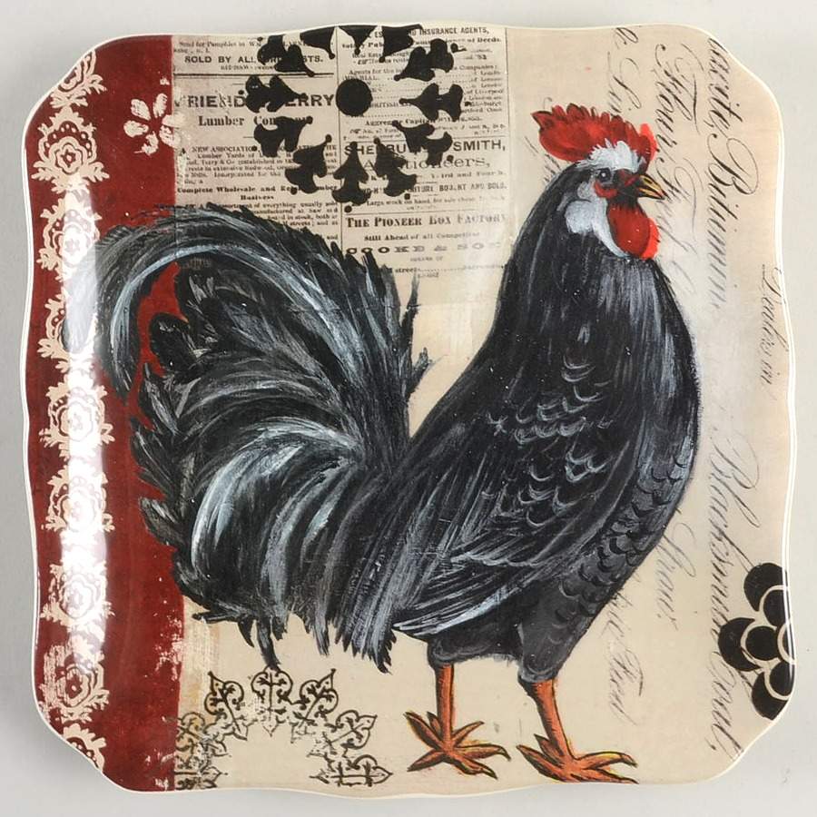 Fancy Rooster Dessert/Pie Plate by Certified International-1