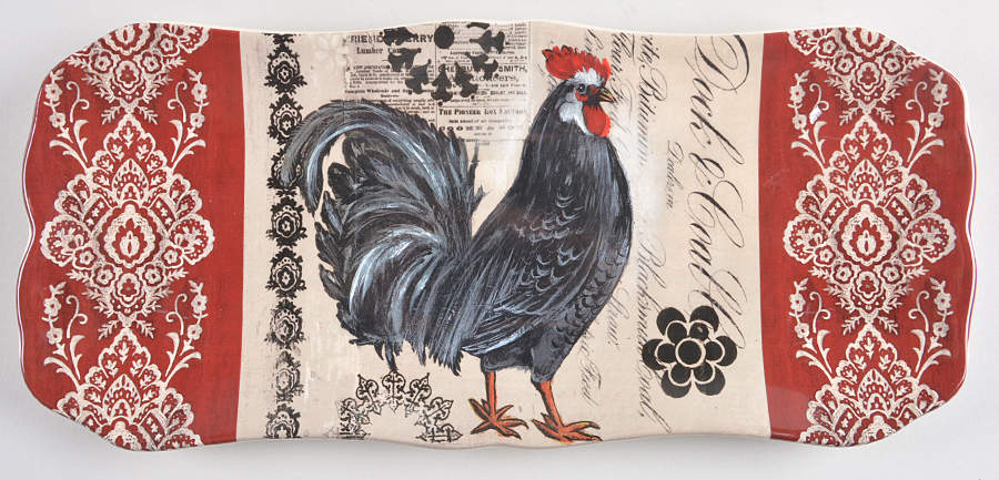 Fancy Rooster Bread Tray by Certified International-1